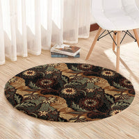 Batik Pedalaman Semen Lereng Style Round Carpet Indonesian Traditional Pattern