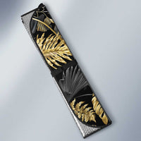 Gold Tropical Leaves Hawaii Mikioi Lei Auto Sun Shade Luxury Stylized - Polynesian Pride