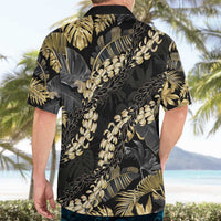Gold Tropical Leaves Hawaii Mikioi Lei Hawaiian Shirt Luxury Stylized - Polynesian Pride