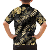 Gold Tropical Leaves Hawaii Mikioi Lei Hawaiian Shirt Luxury Stylized - Polynesian Pride