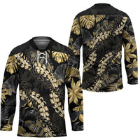 Gold Tropical Leaves Hawaii Mikioi Lei Hockey Jersey Luxury Stylized - Polynesian Pride