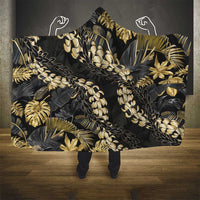 Gold Tropical Leaves Hawaii Mikioi Lei Hooded Blanket Luxury Stylized LT01 - Polynesian Pride