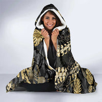 Gold Tropical Leaves Hawaii Mikioi Lei Hooded Blanket Luxury Stylized LT01 - Polynesian Pride