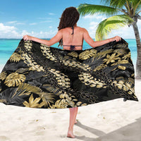 Gold Tropical Leaves Hawaii Mikioi Lei Sarong Luxury Stylized - Polynesian Pride