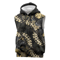 Gold Tropical Leaves Hawaii Mikioi Lei Sleeveless Hoodie Luxury Stylized - Polynesian Pride