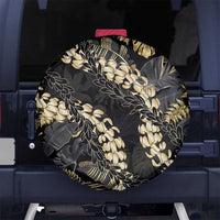 Gold Tropical Leaves Hawaii Mikioi Lei Spare Tire Cover Luxury Stylized - Polynesian Pride