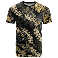 Gold Tropical Leaves Hawaii Mikioi Lei T Shirt Luxury Stylized - Polynesian Pride