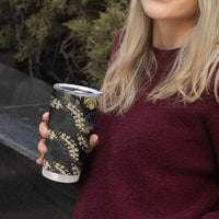 Gold Tropical Leaves Hawaii Mikioi Lei Tumbler Cup Luxury Stylized - Polynesian Pride