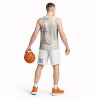 Beige Hawaii Lei Seashells Starfish Basketball Jersey Sandy Sylized - Polynesian Pride
