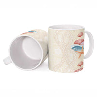 Beige Hawaii Lei Seashells Starfish Ceramic Mug Sandy Sylized - Polynesian Pride