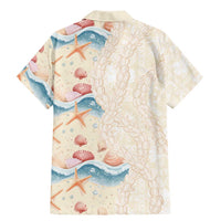 Beige Hawaii Lei Seashells Starfish Family Matching Mermaid Dress and Hawaiian Shirt Sandy Sylized - Polynesian Pride