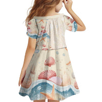 Beige Hawaii Lei Seashells Starfish Family Matching Off Shoulder Maxi Dress and Hawaiian Shirt Sandy Sylized - Polynesian Pride