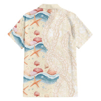 Beige Hawaii Lei Seashells Starfish Family Matching Short Sleeve Bodycon Dress and Hawaiian Shirt Sandy Sylized - Polynesian Pride