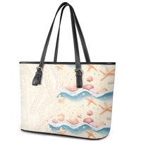 Beige Hawaii Lei Seashells Starfish Leather Tote Bag Sandy Sylized LT01 - Polynesian Pride