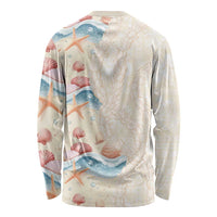Beige Hawaii Lei Seashells Starfish Long Sleeve Shirt Sandy Sylized LT01 - Polynesian Pride