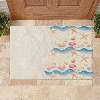 Beige Hawaii Lei Seashells Starfish Rubber Doormat Sandy Sylized - Polynesian Pride