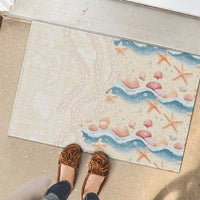 Beige Hawaii Lei Seashells Starfish Rubber Doormat Sandy Sylized - Polynesian Pride