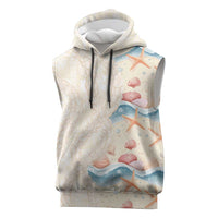 Beige Hawaii Lei Seashells Starfish Sleeveless Hoodie Sandy Sylized - Polynesian Pride