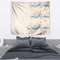 Beige Hawaii Lei Seashells Starfish Tapestry Sandy Sylized - Polynesian Pride