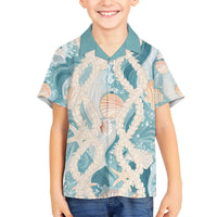 Hawaii Lei Seashells Starfish Family Matching Off The Shoulder Long Sleeve Dress and Hawaiian Shirt Fresh Summer Vibe - Polynesian Pride