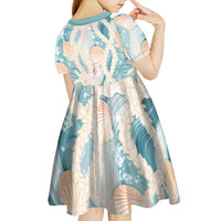 Hawaii Lei Seashells Starfish Kid Short Sleeve Dress Fresh Summer Vibe - Polynesian Pride