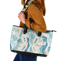 Hawaii Lei Seashells Starfish Leather Tote Bag Fresh Summer Vibe LT01 Blue - Polynesian Pride