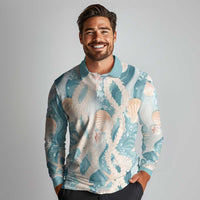 Hawaii Lei Seashells Starfish Long Sleeve Polo Shirt Fresh Summer Vibe - Polynesian Pride