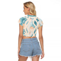 Hawaii Lei Seashells Starfish Raglan Cropped T Shirt Fresh Summer Vibe LT01 - Polynesian Pride