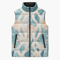 Hawaii Lei Seashells Starfish Sleeveless Puffer Jacket Fresh Summer Vibe - Polynesian Pride
