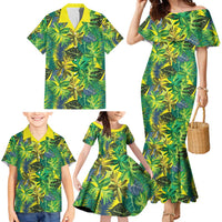 Hawaii Summer Tropical Leaves Family Matching Mermaid Dress and Hawaiian Shirt - Polynesian Pride