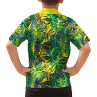 Hawaii Summer Tropical Leaves Family Matching Off The Shoulder Long Sleeve Dress and Hawaiian Shirt - Polynesian Pride