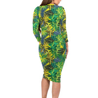Hawaii Summer Tropical Leaves Long Sleeve Bodycon Dress LT01 - Polynesian Pride