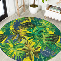 Hawaii Summer Tropical Leaves Round Carpet LT01 Yellow - Polynesian Pride