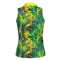 Hawaii Summer Tropical Leaves Women Sleeveless Polo Shirt - Polynesian Pride