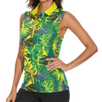 Hawaii Summer Tropical Leaves Women Sleeveless Polo Shirt - Polynesian Pride
