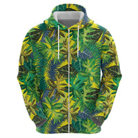 Hawaii Summer Tropical Leaves Zip Hoodie - Polynesian Pride