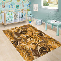 Hawaii Gold Tropical Leaves Area Rug - Polynesian Pride