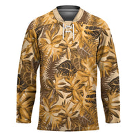 Hawaii Gold Tropical Leaves Hockey Jersey - Polynesian Pride