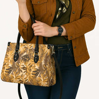 Hawaii Gold Tropical Leaves Leather Bag - Polynesian Pride