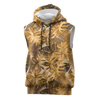 Hawaii Gold Tropical Leaves Sleeveless Hoodie - Polynesian Pride