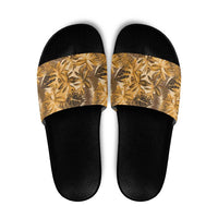 Hawaii Gold Tropical Leaves Slide Sandals - Polynesian Pride