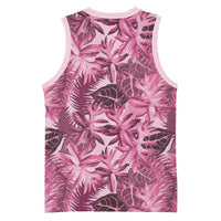 Hawaii Pink Tropical Leaves Basketball Jersey - Polynesian Pride