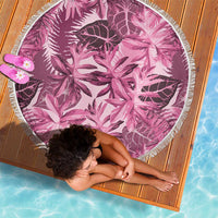 Hawaii Pink Tropical Leaves Beach Blanket - Polynesian Pride
