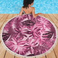 Hawaii Pink Tropical Leaves Beach Blanket - Polynesian Pride