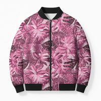 Hawaii Pink Tropical Leaves Bomber Puffer Jacket - Polynesian Pride