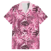 Hawaii Pink Tropical Leaves Family Matching Long Sleeve Bodycon Dress and Hawaiian Shirt - Polynesian Pride