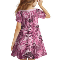 Hawaii Pink Tropical Leaves Family Matching Short Sleeve Bodycon Dress and Hawaiian Shirt - Polynesian Pride