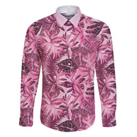 Hawaii Pink Tropical Leaves Family Matching Summer Maxi Dress and Hawaiian Shirt LT01 Dad's Shirt - Long Sleeve Pink - Polynesian Pride