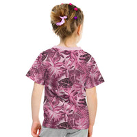 Hawaii Pink Tropical Leaves Kid T Shirt - Polynesian Pride