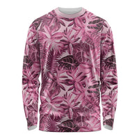 Hawaii Pink Tropical Leaves Long Sleeve Shirt - Polynesian Pride